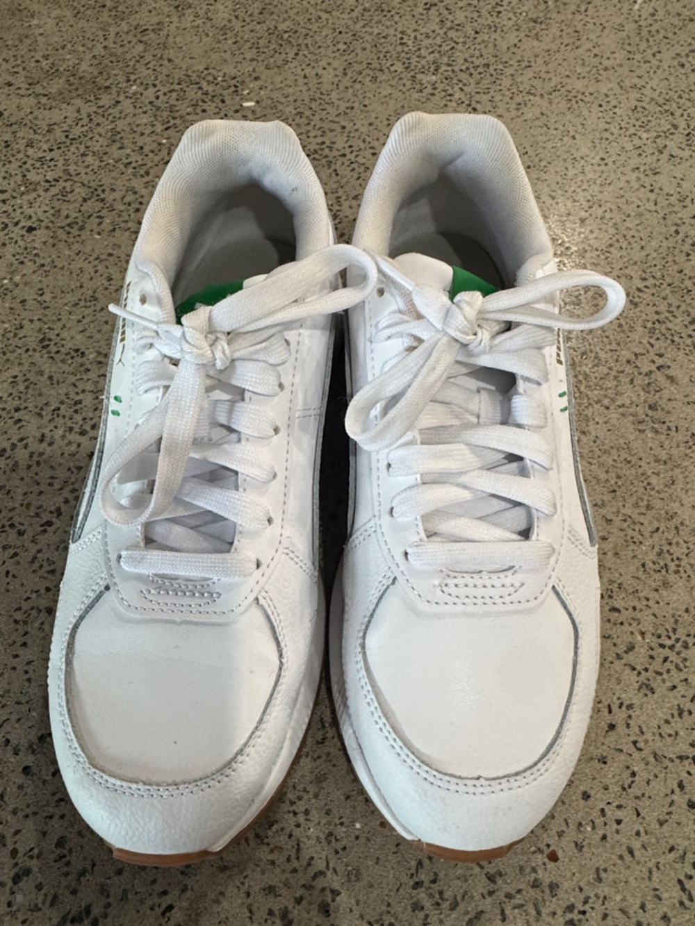 Puma White Sneakers with Green Logo Accents - Picture 3 of 6
